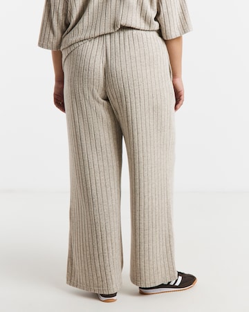 Oatmeal Marl Cut & Sew Wide Rib Wide Leg Joggers