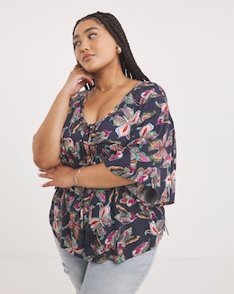 Joe Browns Navy Multi Beautiful Butterflies Top