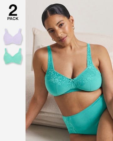 Pretty Secrets (2 Pack) New Sarah Cotton Non Wired Full Cup Bras (B-G)