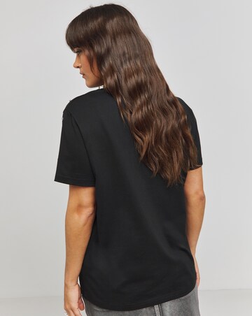 Black V Neck Embellished T-Shirt
