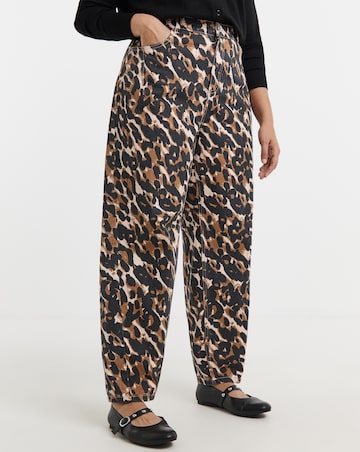 Simply Be Leopard Print Barrel Jeans