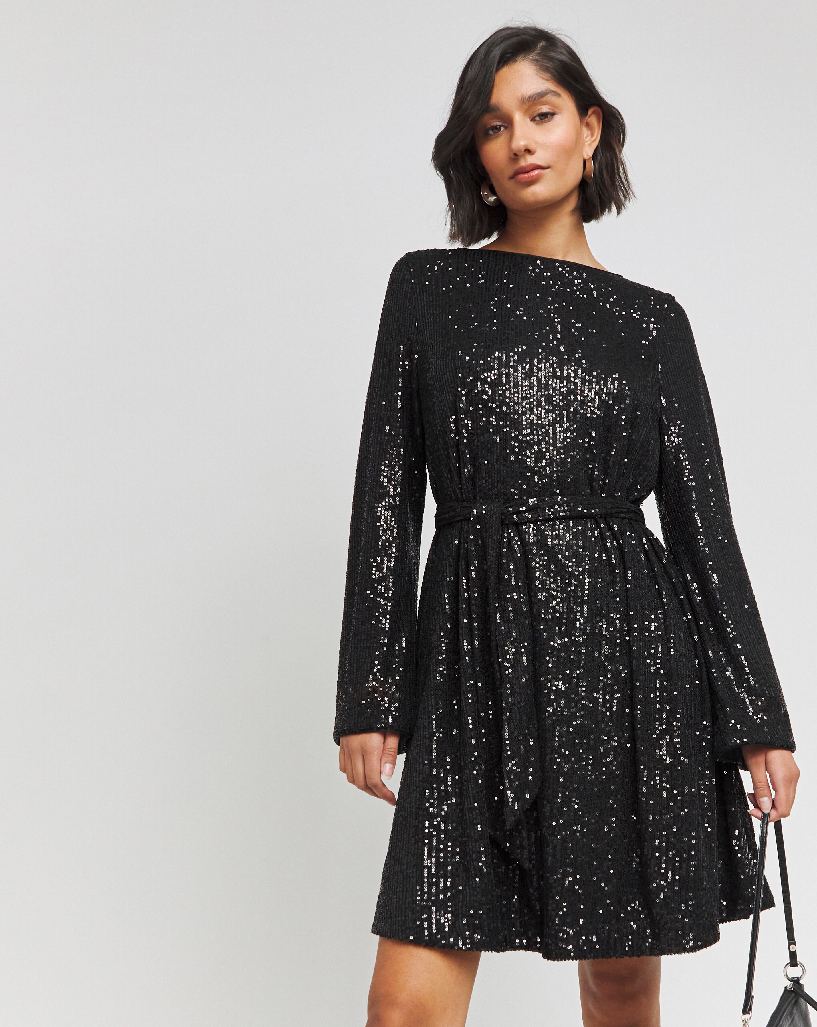 Black Sequin Skater Dress Simply Be