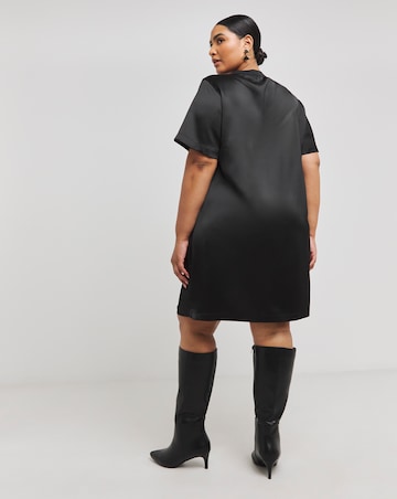 Black Satin T-Shirt Dress