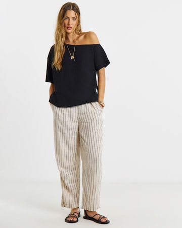 Black Slub Jersey Off The Shoulder Top