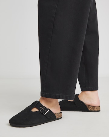 Valetta Buckle Closed Toe Cut Out Mules - Wide Fit (E)