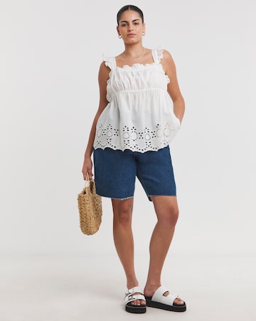 Simply Be White Broderie Detail Cami