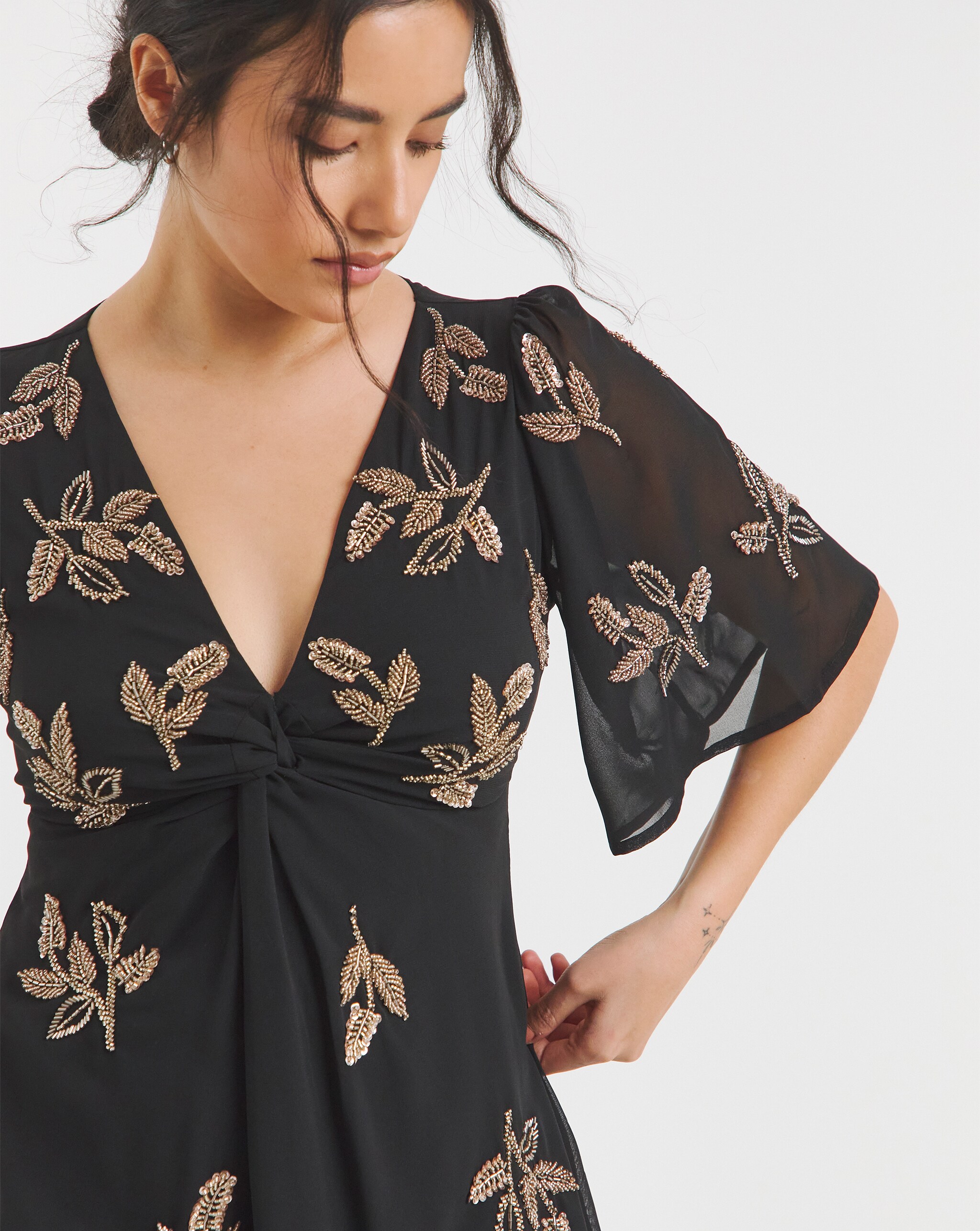 Black embroiderd detail dress from Maya
