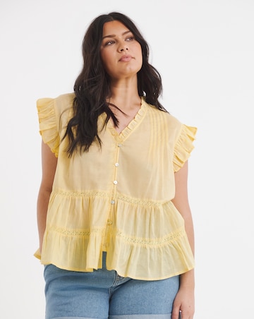 Yellow Cotton Tiered Blouse