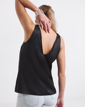Black Sleeveless Criss Cross Satin Cami