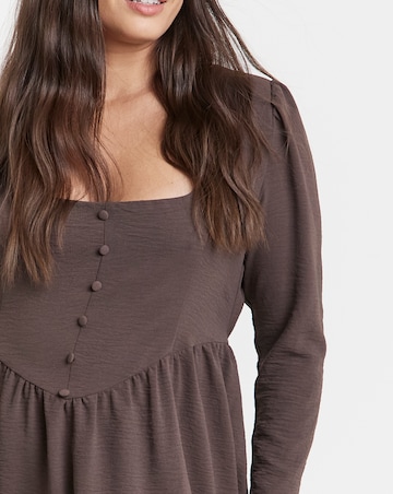 Chocolate Historic Detail Crepe Skater Dress