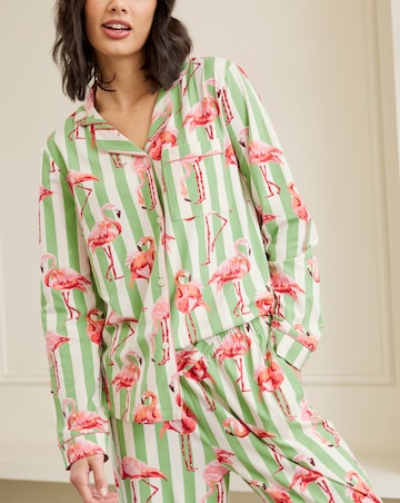 Chelsea Peers Cotton Jersey Flamingo Stripe Pyjama Set