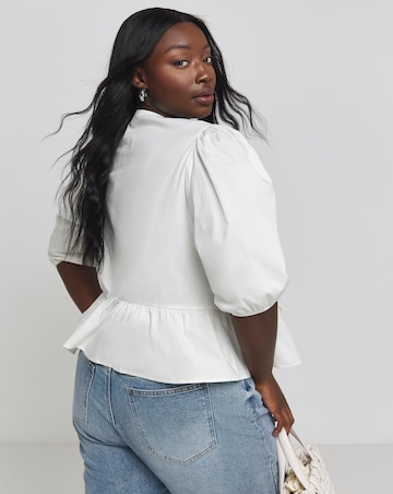 Simply Be Tie Front Puff Sleeve Smock Top