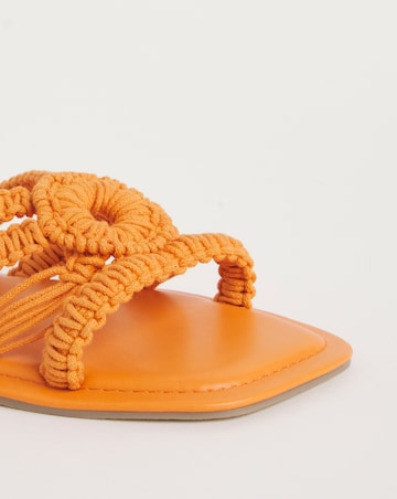 Simply Be Macrame Woven Mule Flat Sandals - Extra Wide Fit (EEE)