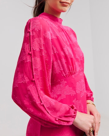 Joanna Hope Button Sleeve Burnout Maxi Dress