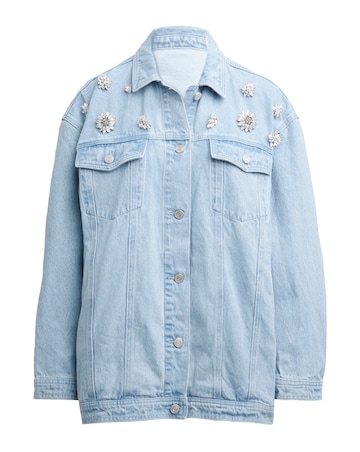 Light Wash Brooched Embellished Jacket