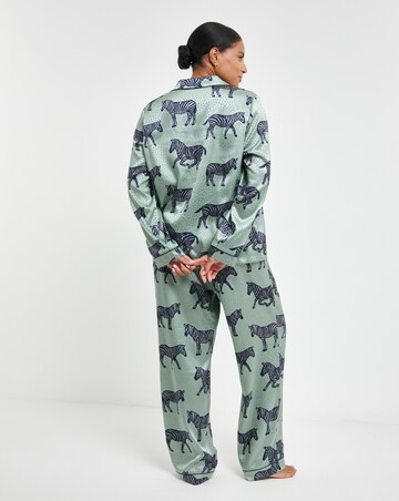 Chelsea Peers Woven Jacquard Satin Zebra Print Pyjama Set