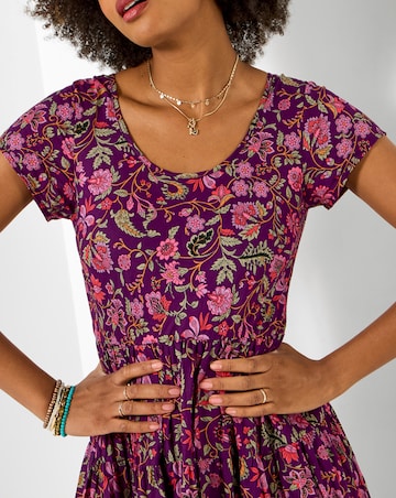 Joe Browns Heidi Crinkle Cotton Border Print Dress
