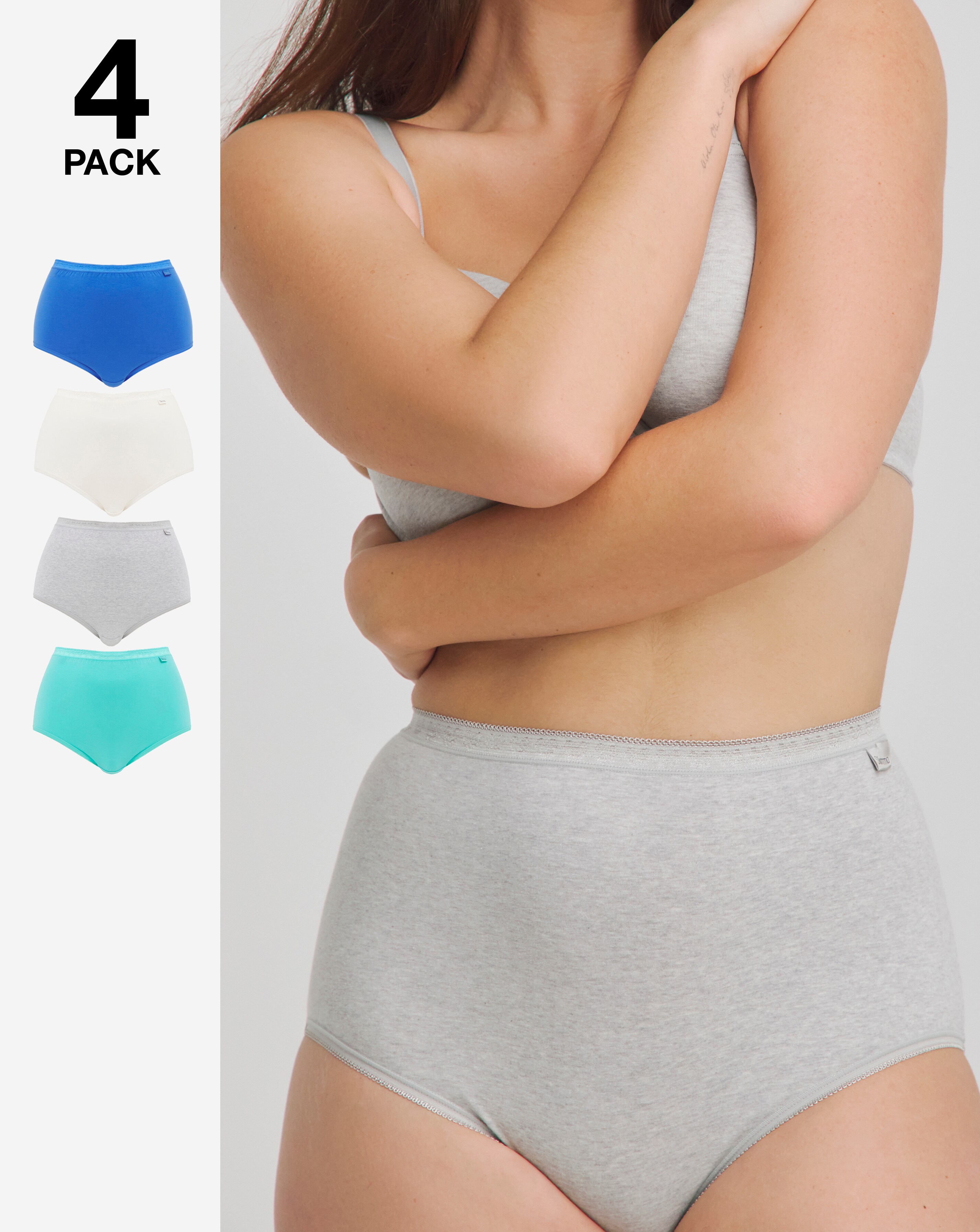 Slimma (4 Pack) Cotton Full Brief Knickers Blue Grey