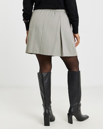 Pleated Brushed Check Mini Skirt