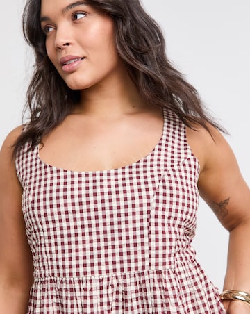 Simply Be Chocolate/Ecru Gingham Apron Dress