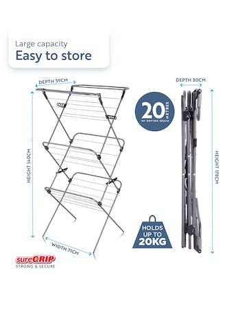 Minky Suregrip Long Drop Three Tier Airer