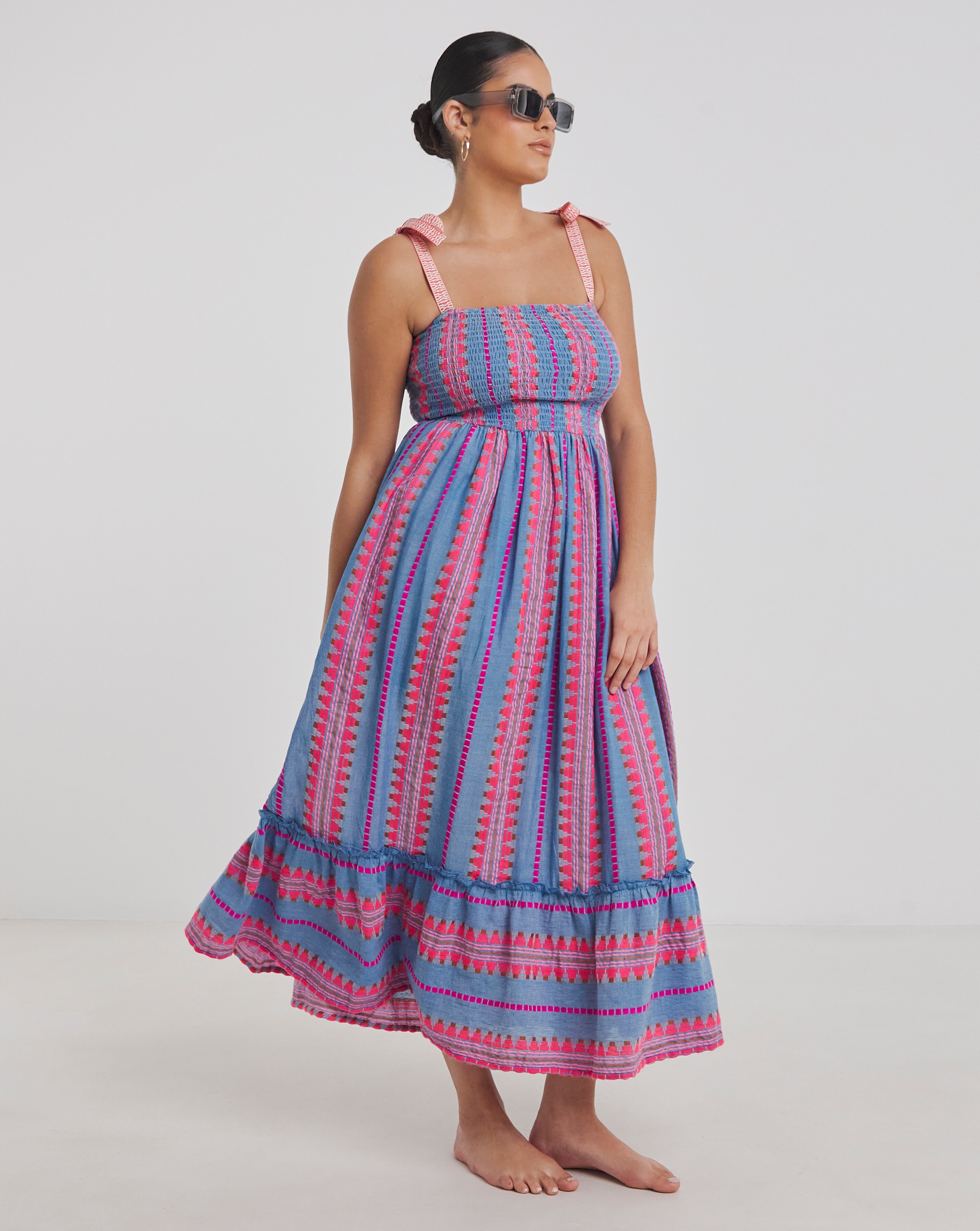 Beach To Beach Jacquard Stripe Maxi Beach Dress
