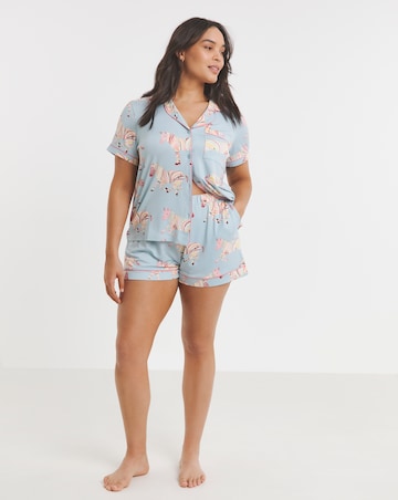 Chelsea Peers Jersey Patterned Stripe Zebra Short Pyjama Set