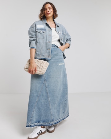 Simply Be Light Wash Rip and Repair Denim Jacket