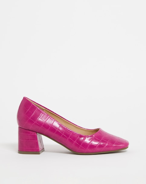 Block Heel Court Shoe - Wide Fit (E)