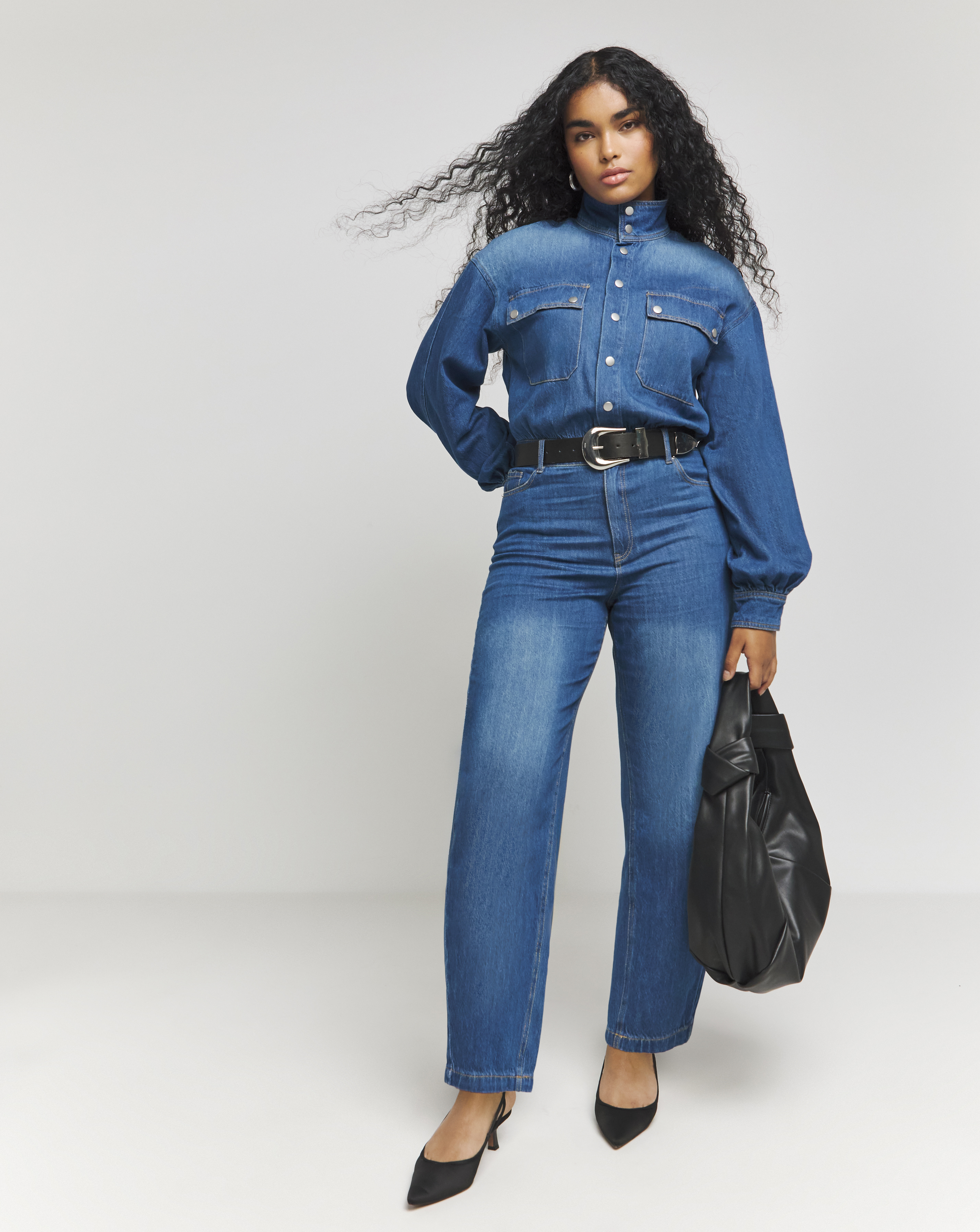 Women's Tailored Denim Jumpsuit By Universal Thread – Sleeveless, Full-Zip, Relaxed Leg, USA-Made