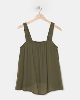 Simply Be Khaki Crinkle Ruched Strap Cami