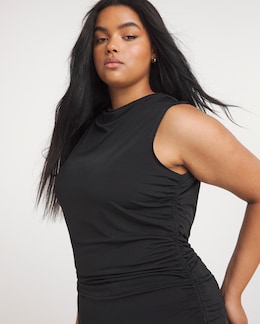 Black Ruched Side Tank Top