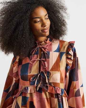 Native Youth Textured Tie Detail Printed Maxi Dress