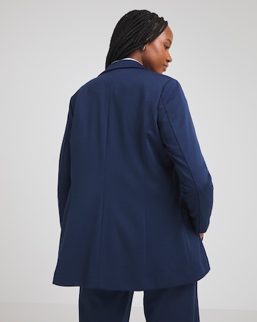 Navy Stretch Ponte Jersey Relaxed Blazer
