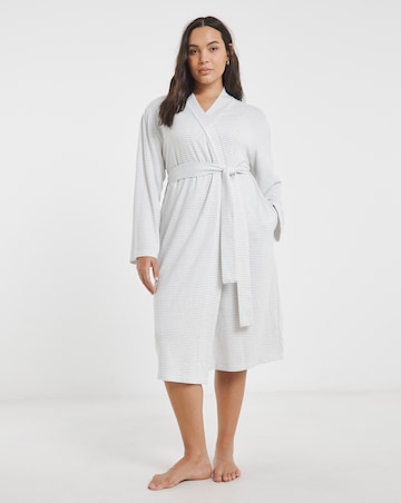 Lightweight Dressing Gown Grey Marl Stripe