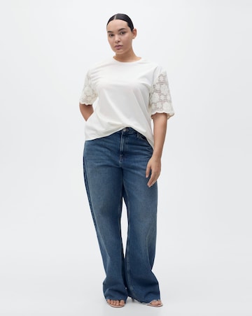 Mango Crochet Sleeve Cotton T-Shirt