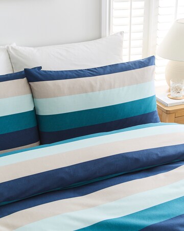 Blake Stripe Cotton Blend Reversible Duvet Cover Set