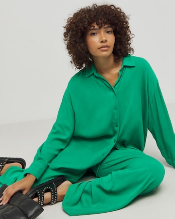 Green Oversized Crinkle Shirt