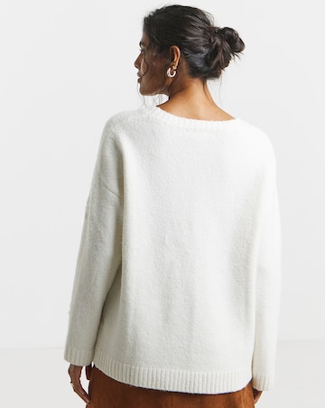 Simply Be Simply Snug Ivory Embroidered Floral Knitted Jumper
