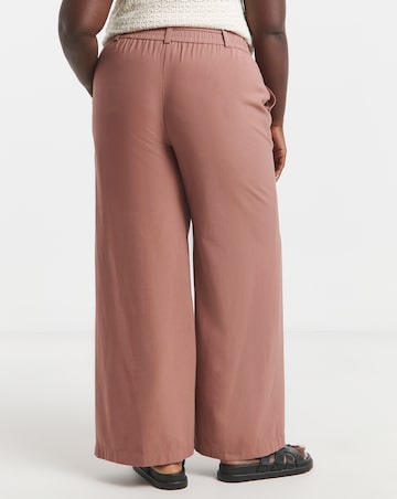 Simply Be Terracotta Tie Waist Belt Twill Wide Leg Trousers