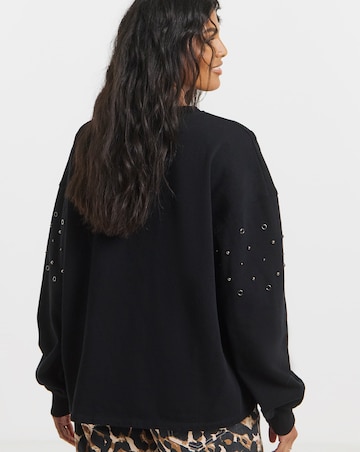 Black Stud & Eyelet Sweatshirt