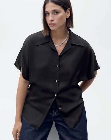 Mango Short-Sleeved Satin Shirt