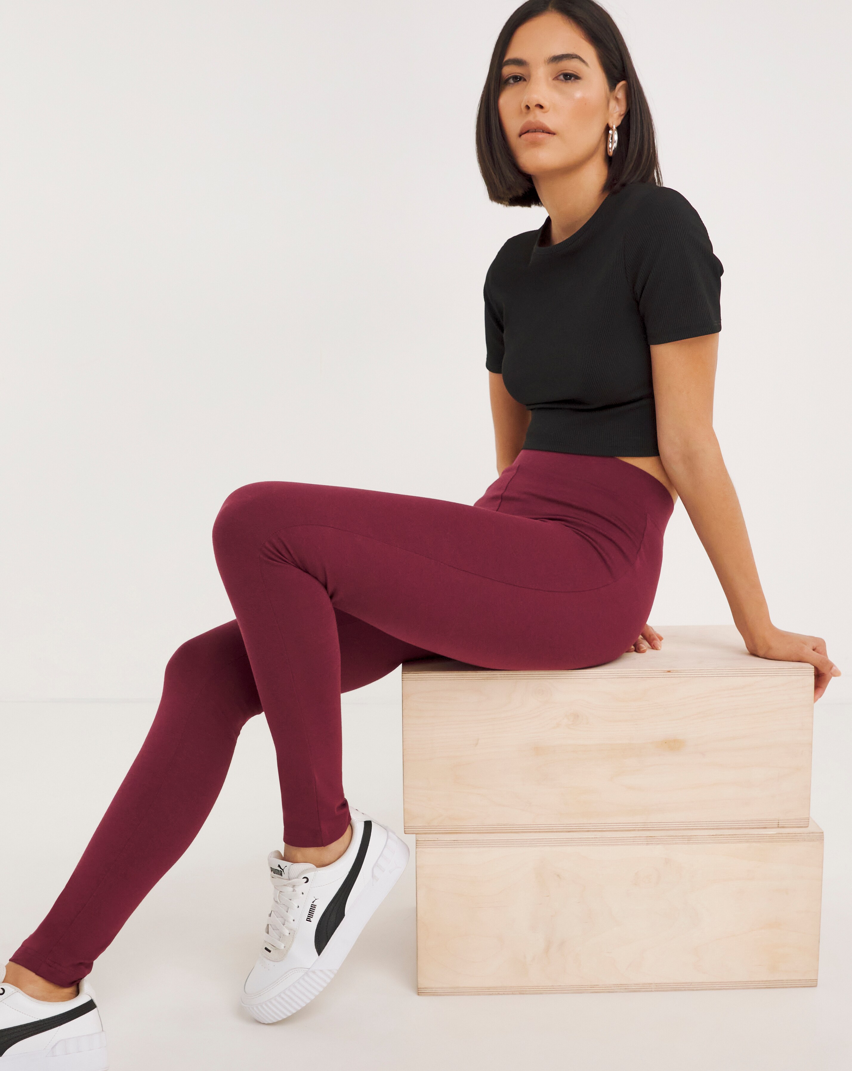 Burgundy Cotton Rich High Waisted Legging