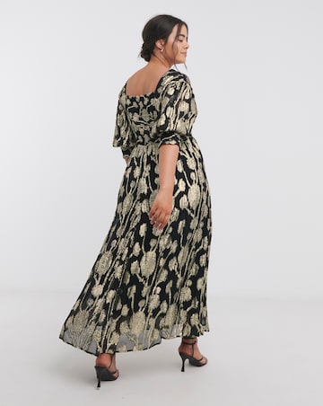 Black and Gold Jacquard Maxi Dress