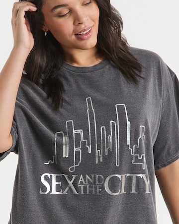 Simply Be Washed Grey Sex & The City Foil License T-Shirt