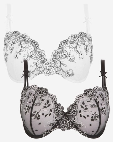 2 Pack Emily Everyday Embroidered Balcony Bras B-F