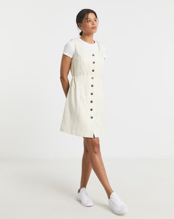 Pinstripe Premium Linen Blend Tailored Dress