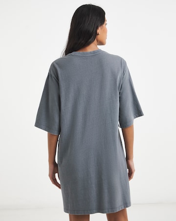 Simply Be Grey Acid Wash Cinched T-Shirt Dress
