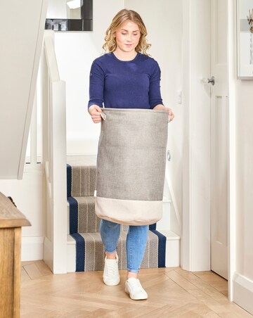 Minky 86L Round Laundry Hamper with Drawstring