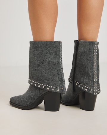 Enid Western Studded Cuff Ankle Boots Wide E Fit